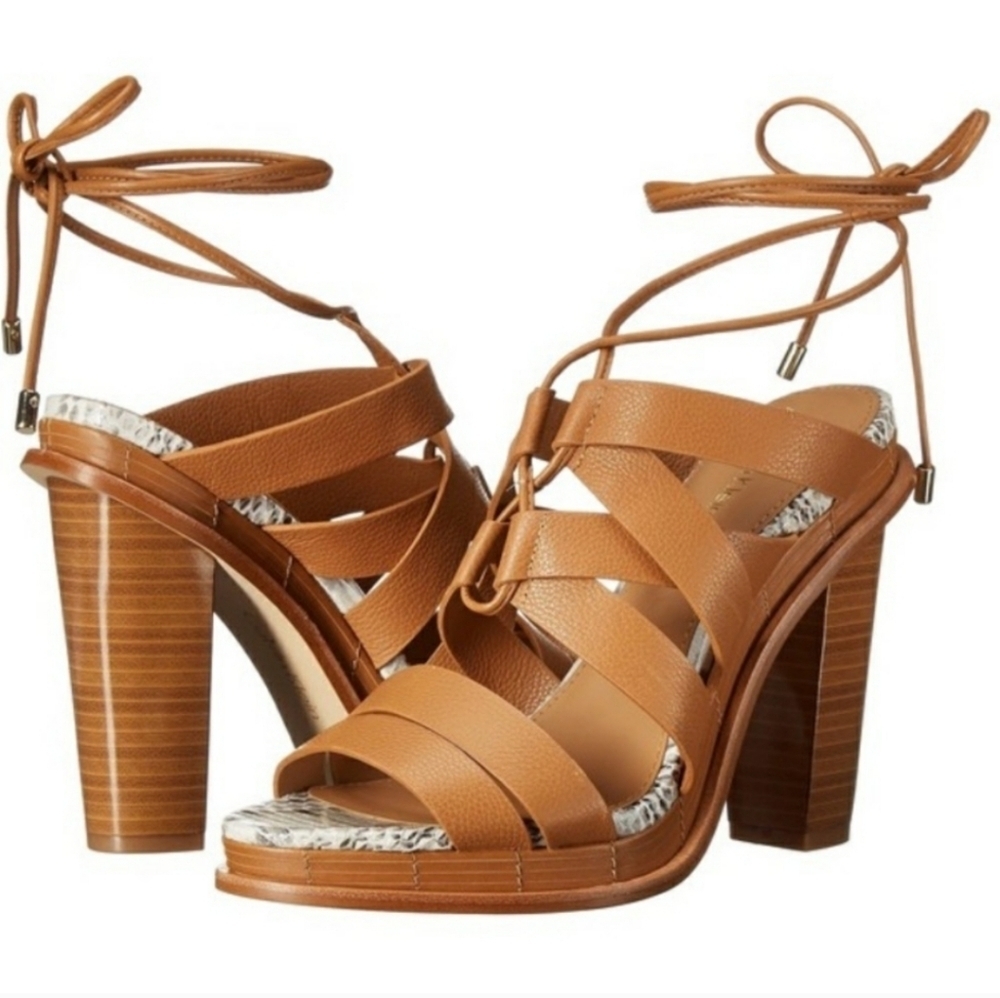 NIB Calvin Klein Panelope Toscana Strappy Sandals Lace Up Heels